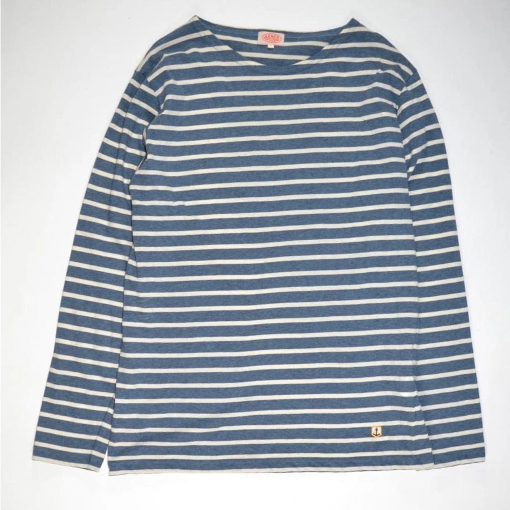 Blue and White Striped Long Sleeve Shirt